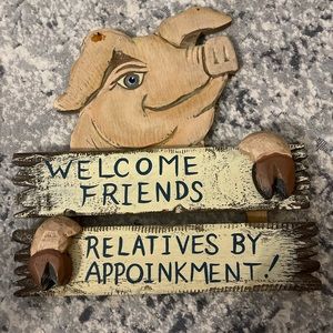 Wood pig sign